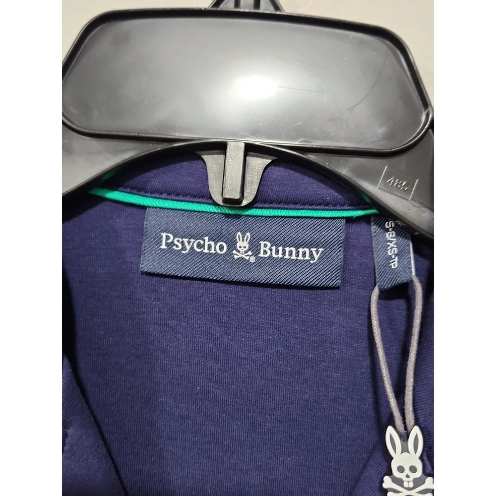 Psycho Bunny NWT Youth 5-6/Xs Button-up Short Sleeve Polo Shirt Blue Logo NEW